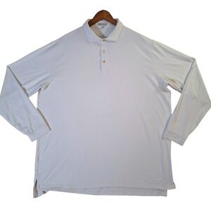 Peter Millar Long Sleeve Polo Shirt Men's 2XL White Performance Stretch